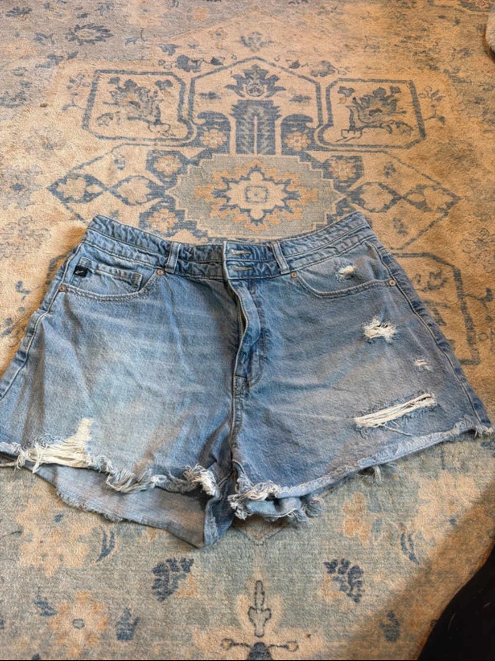 KanCan Light Blue Distressed Denim Shorts